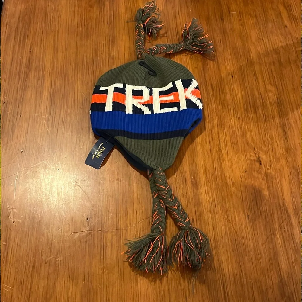 Polo Ralph Lauren Trek Ski Winter Tassel Hat Cap new blue green Mens One Size